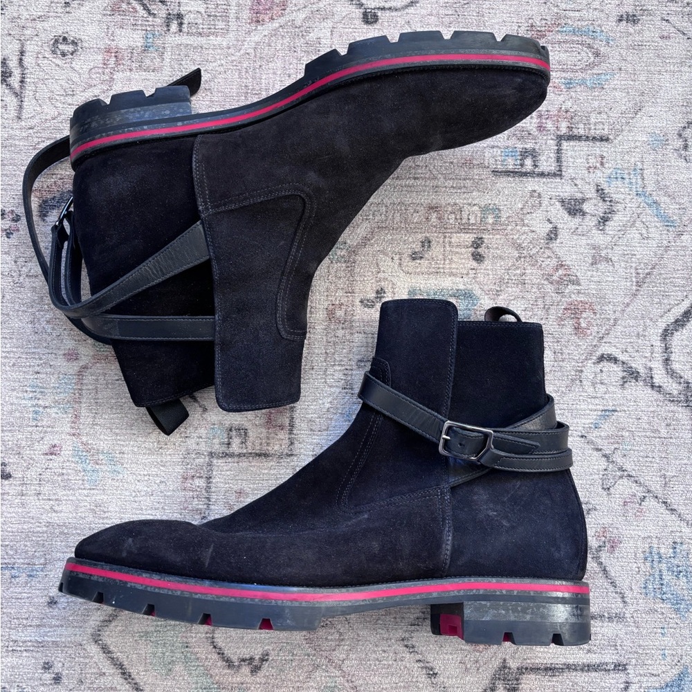 Black Suede Christian Louboutin Chelsea Boot
